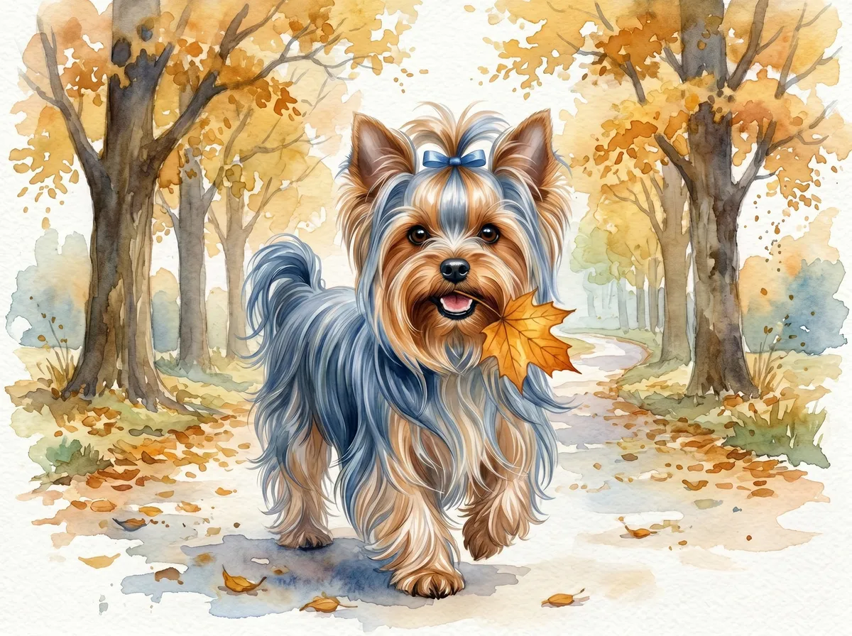Yorkshire Terrier watercolor calendar month 9